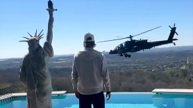Kid Rock Salutes Helicopter, via Instagram