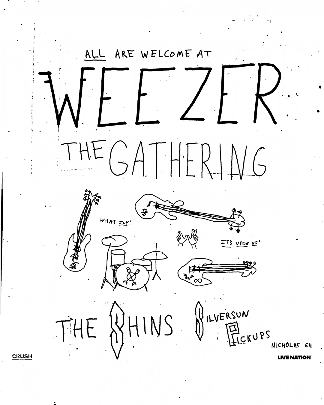Weezer 2026 Tour Poster The Gathering Norrth American Tour The Shins Silversun Pickups